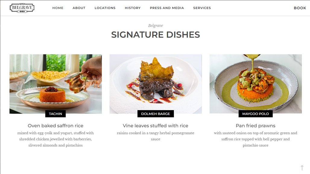 Belgrave Restaurant Website