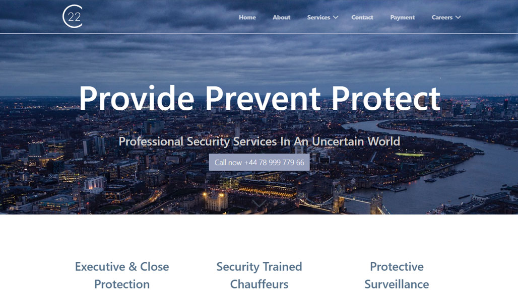 CLIQUSH 22 Personal Security Website Thumbnail