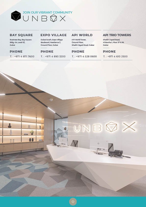 UNBOX Dubai Co-working Flyer Design